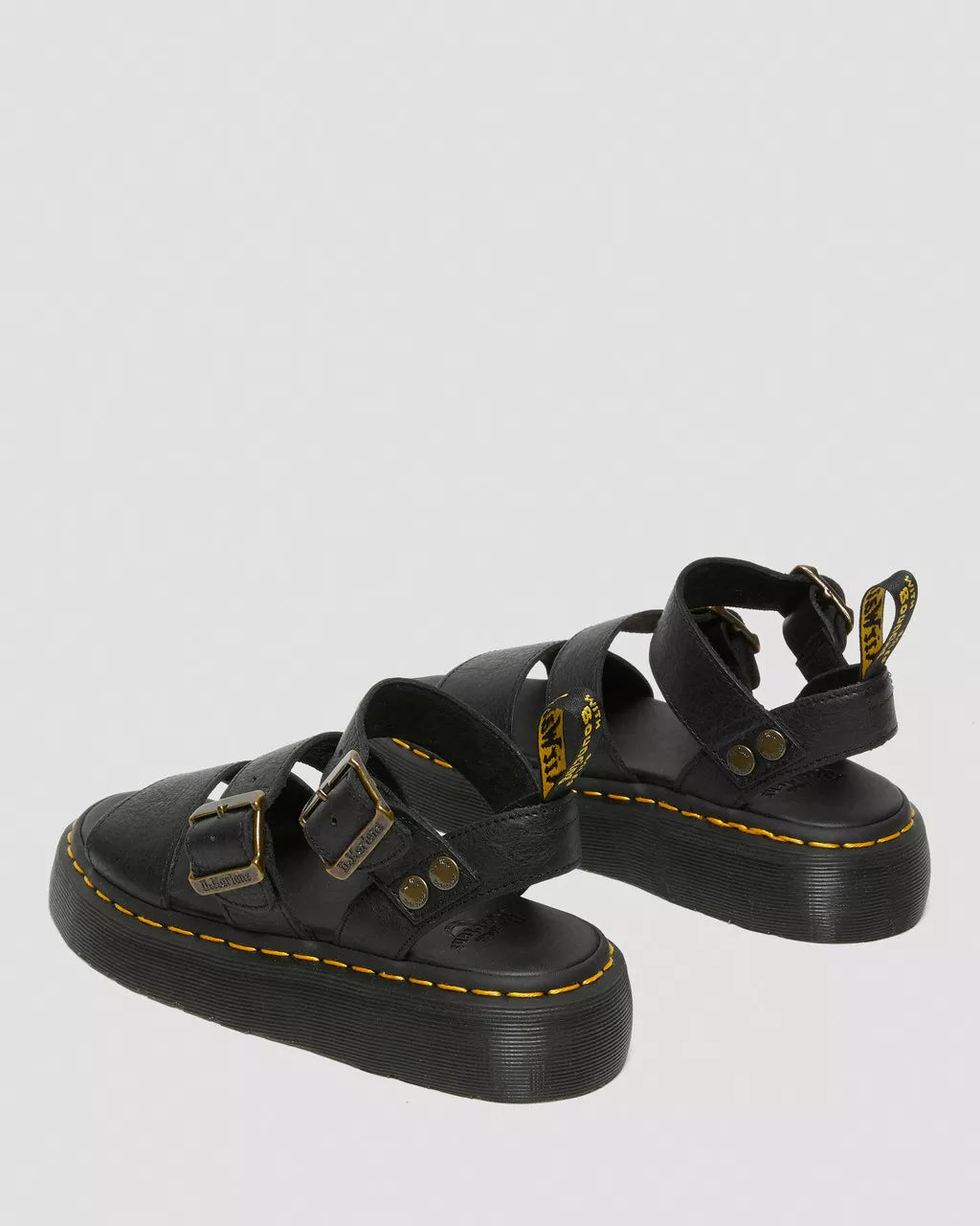 DR. MARTENS - Sandales GRYPHON QUAD - Cuir Pisa - Noir