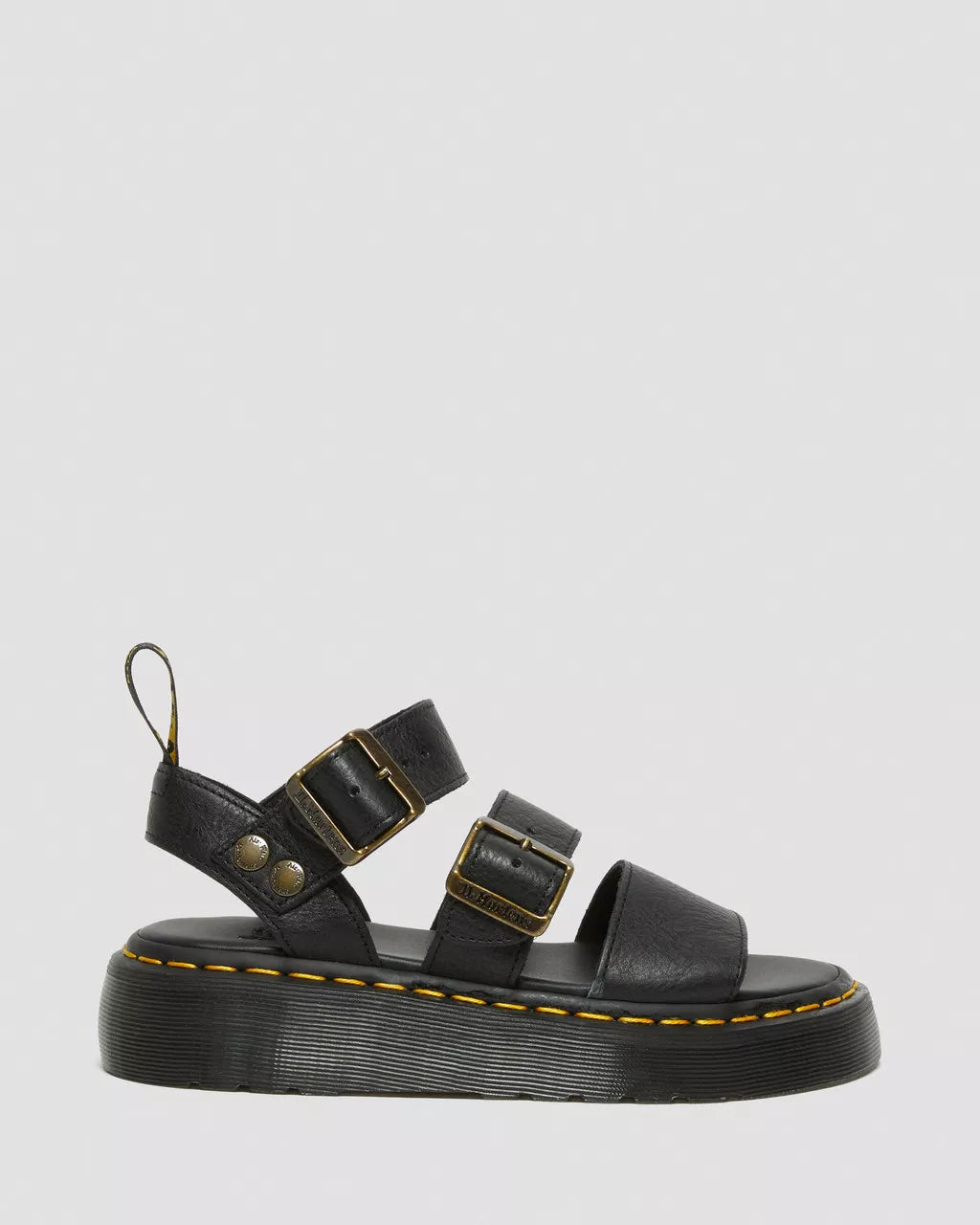 DR. MARTENS - Sandales GRYPHON QUAD - Cuir Pisa - Noir