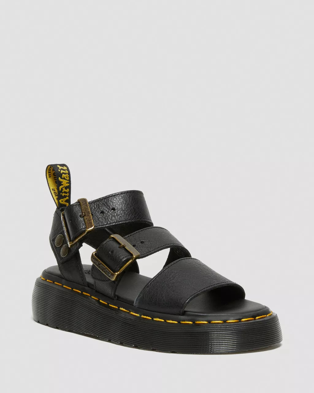 DR. MARTENS - Sandales GRYPHON QUAD - Cuir Pisa - Noir