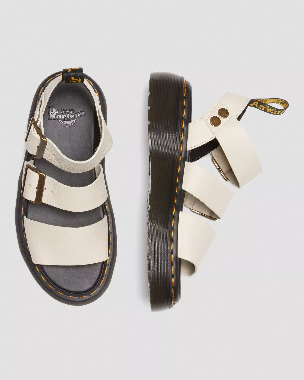 DR. MARTENS - Sandales GRYPHON QUAD - Cuir Pisa - Beige