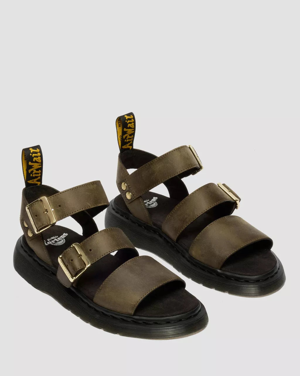DR. MARTENS - Sandales GRYPHON - Cuir Wyoming - Olive
