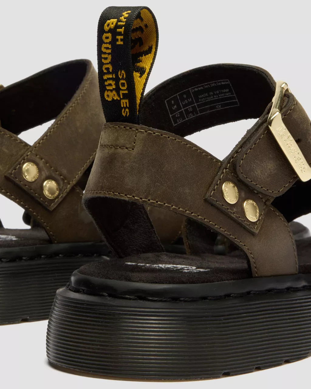 DR. MARTENS - Sandales GRYPHON - Cuir Wyoming - Olive