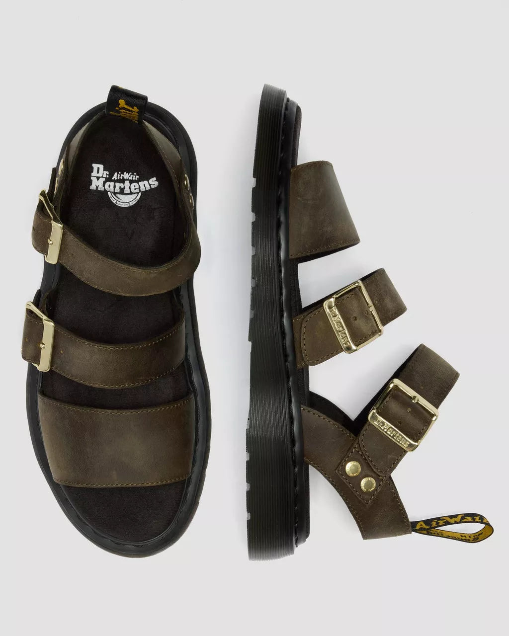 DR. MARTENS - Sandales GRYPHON - Cuir Wyoming - Olive