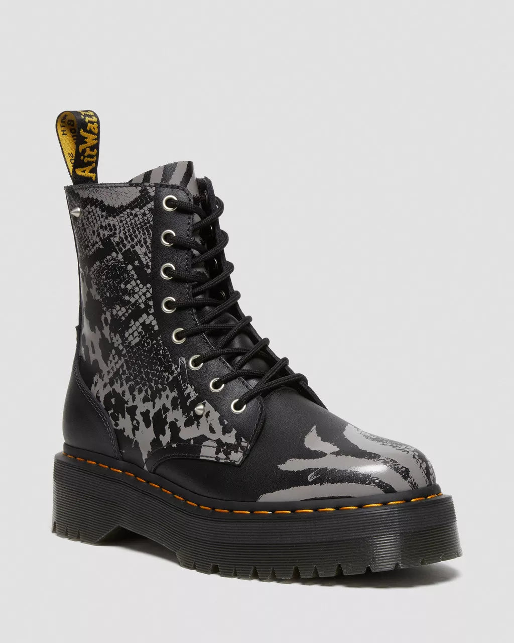 DR. MARTENS - Bottines JADON - Cuir animal - Gris/Noir