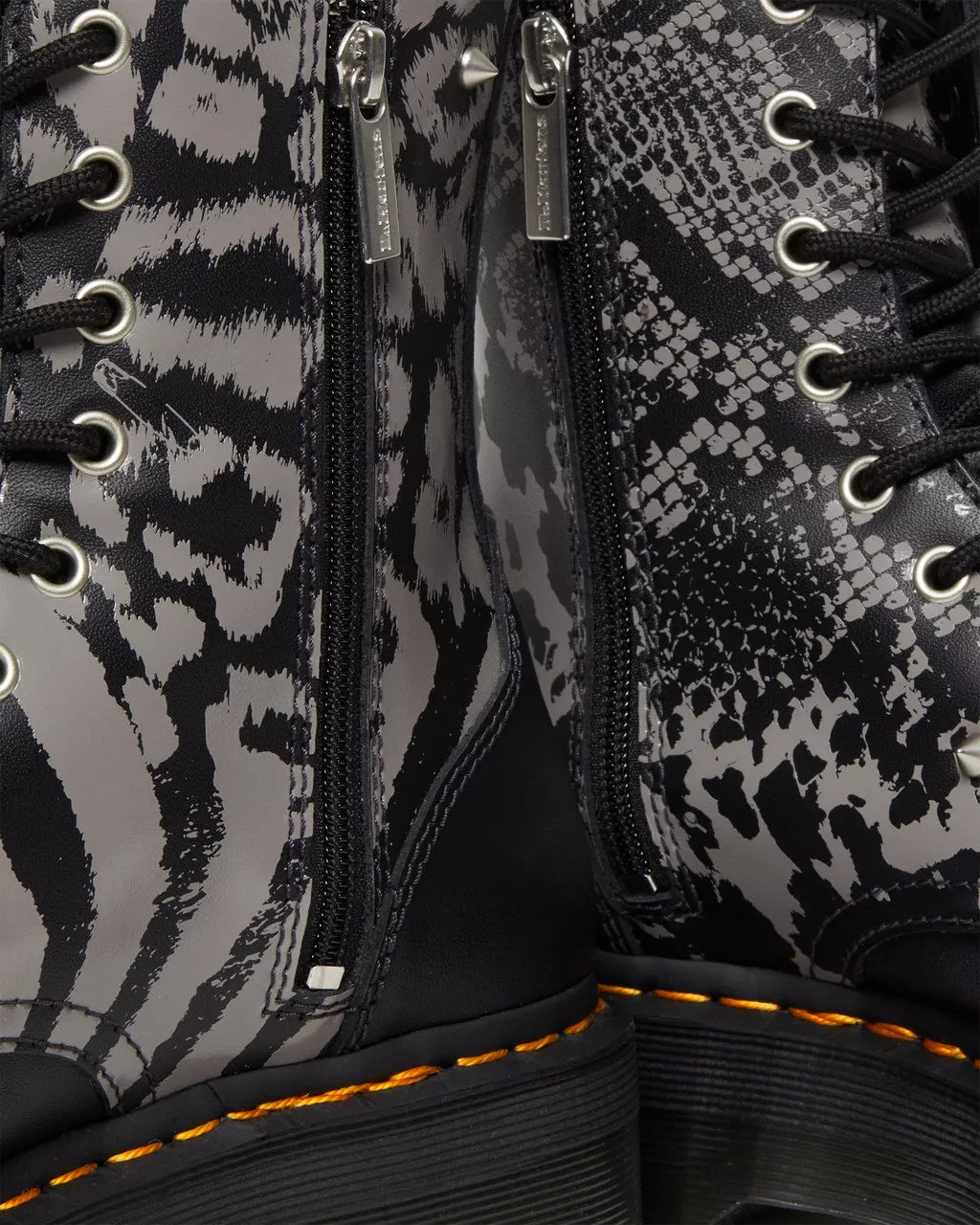 DR. MARTENS - Bottines JADON - Cuir animal - Gris/Noir