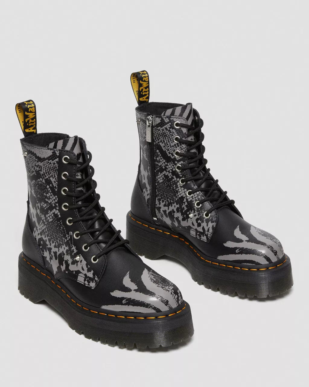 DR. MARTENS - Bottines JADON - Cuir animal - Gris/Noir