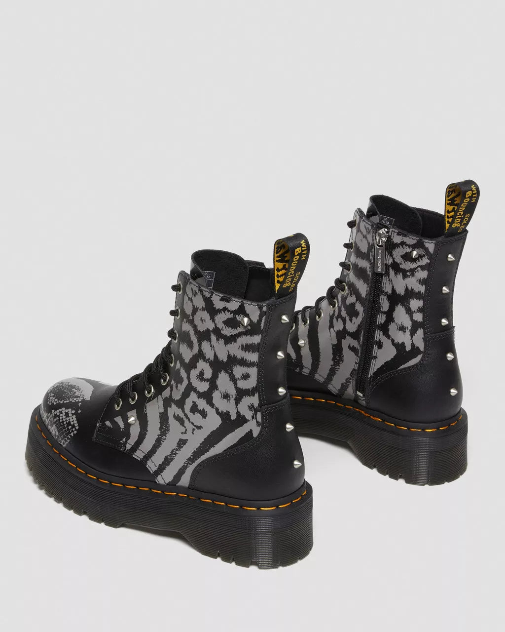 DR. MARTENS - Bottines JADON - Cuir animal - Gris/Noir