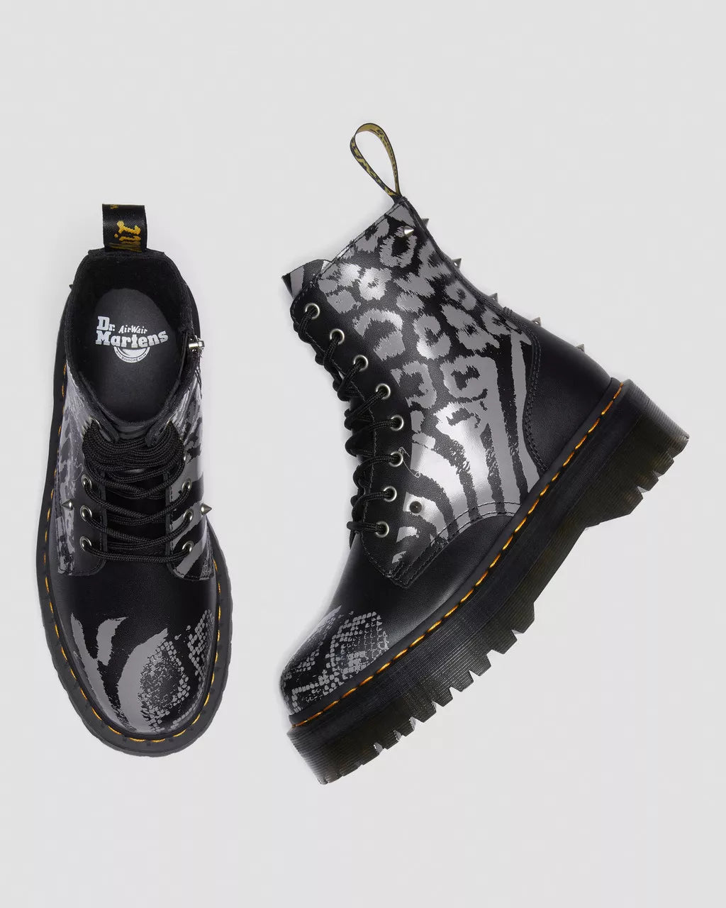 DR. MARTENS - Bottines JADON - Cuir animal - Gris/Noir