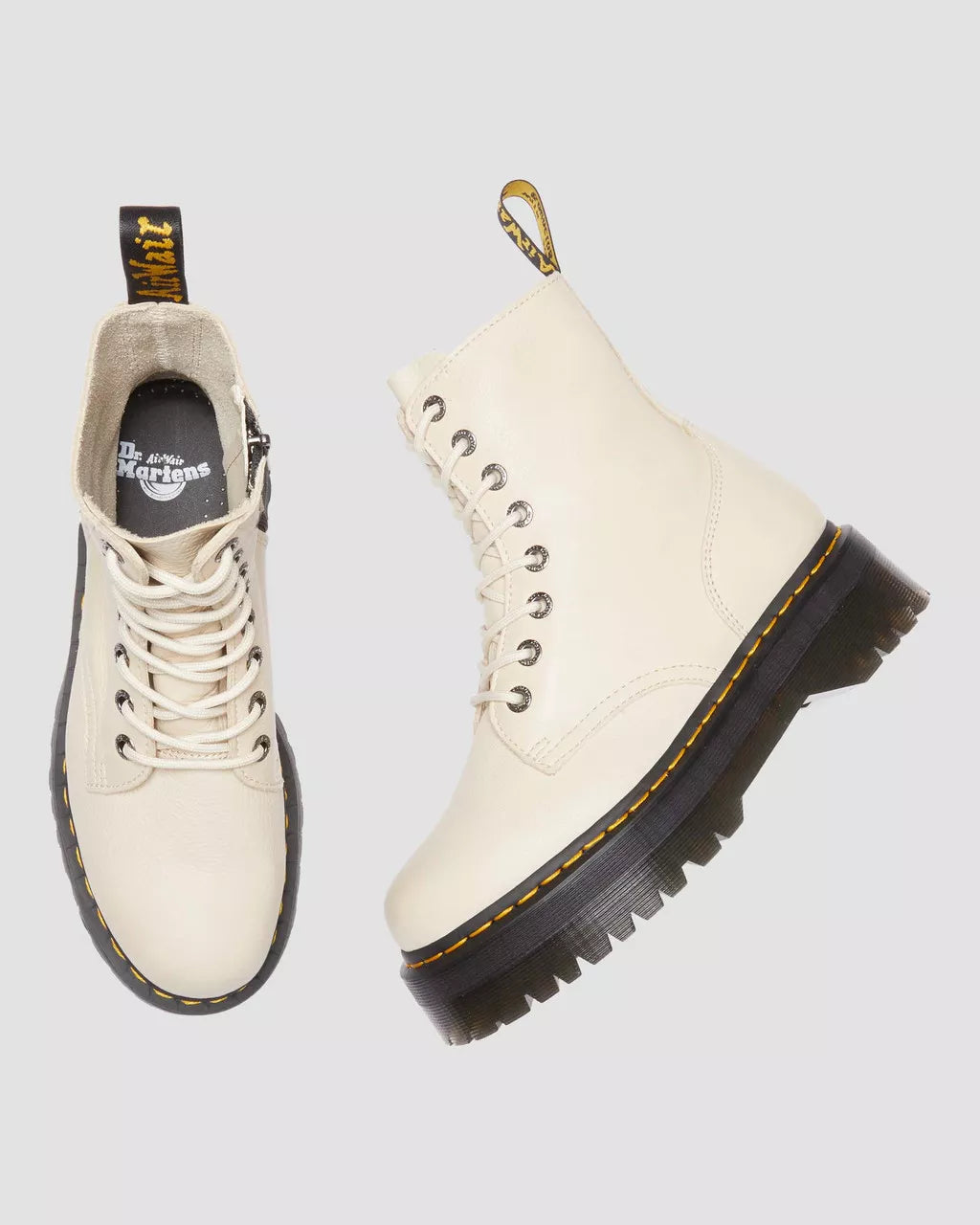 DR. MARTENS - Bottines à plateformes JADON III - Cuir Pisa - Beige