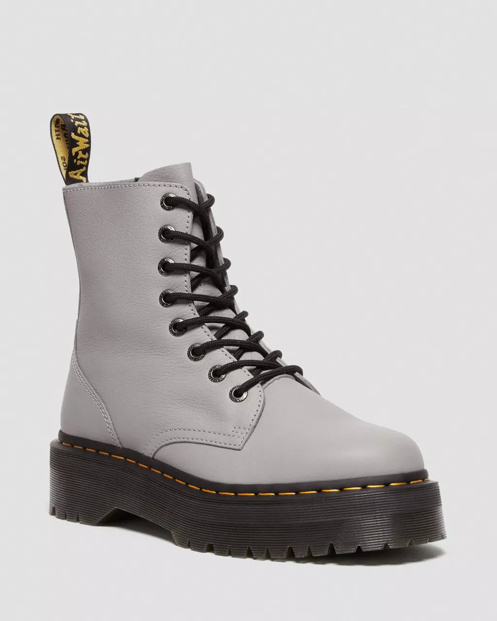 DR. MARTENS - Bottines à plateformes JADON III - Cuir Pisa - Gris zinc