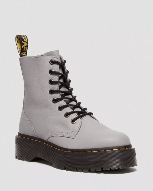 DR. MARTENS - Bottines à plateformes JADON III - Cuir Pisa - Gris zinc