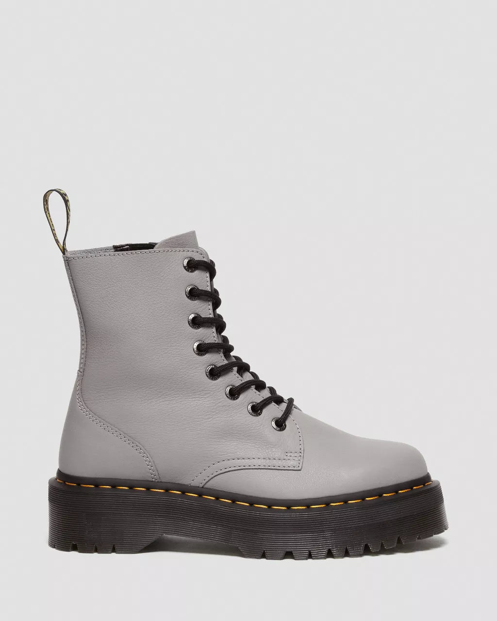 DR. MARTENS - Bottines à plateformes JADON III - Cuir Pisa - Gris zinc