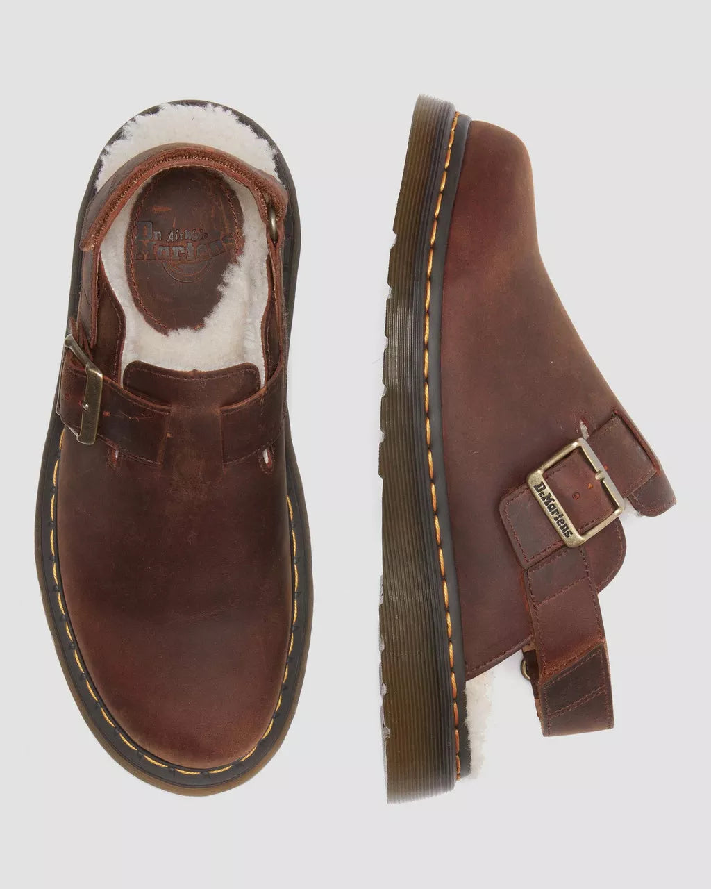 DR. MARTENS - Mules fourrées JORGE II - Cuir satiné - Warm tan