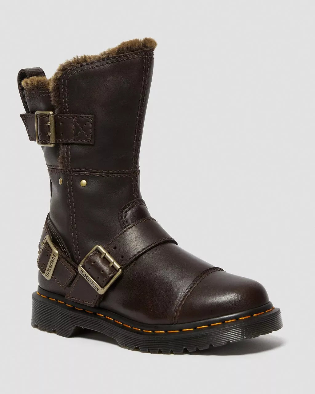 DR. MARTENS - Bottes KRISTY fourrée - Chocolat