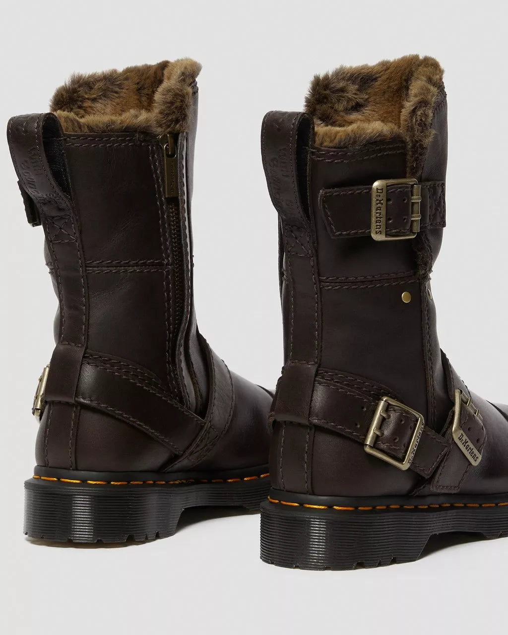 DR. MARTENS - Bottes KRISTY fourrée - Chocolat