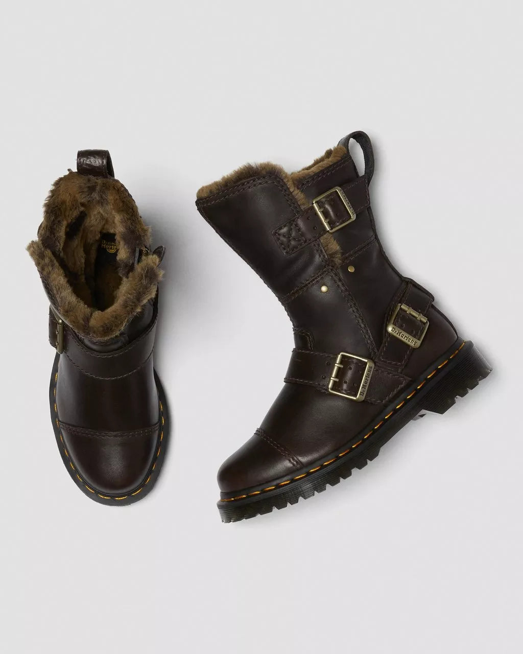DR. MARTENS - Bottes KRISTY fourrée - Chocolat