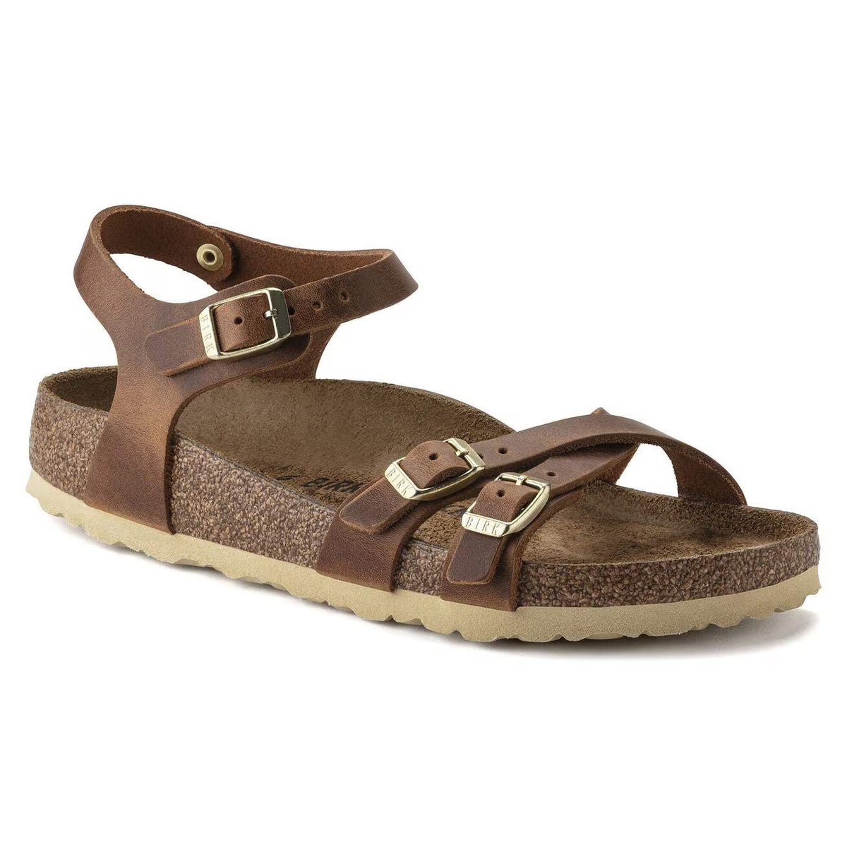 BIRKENSTOCK - Sandales KUMBA - Cuir huilé - Cognac