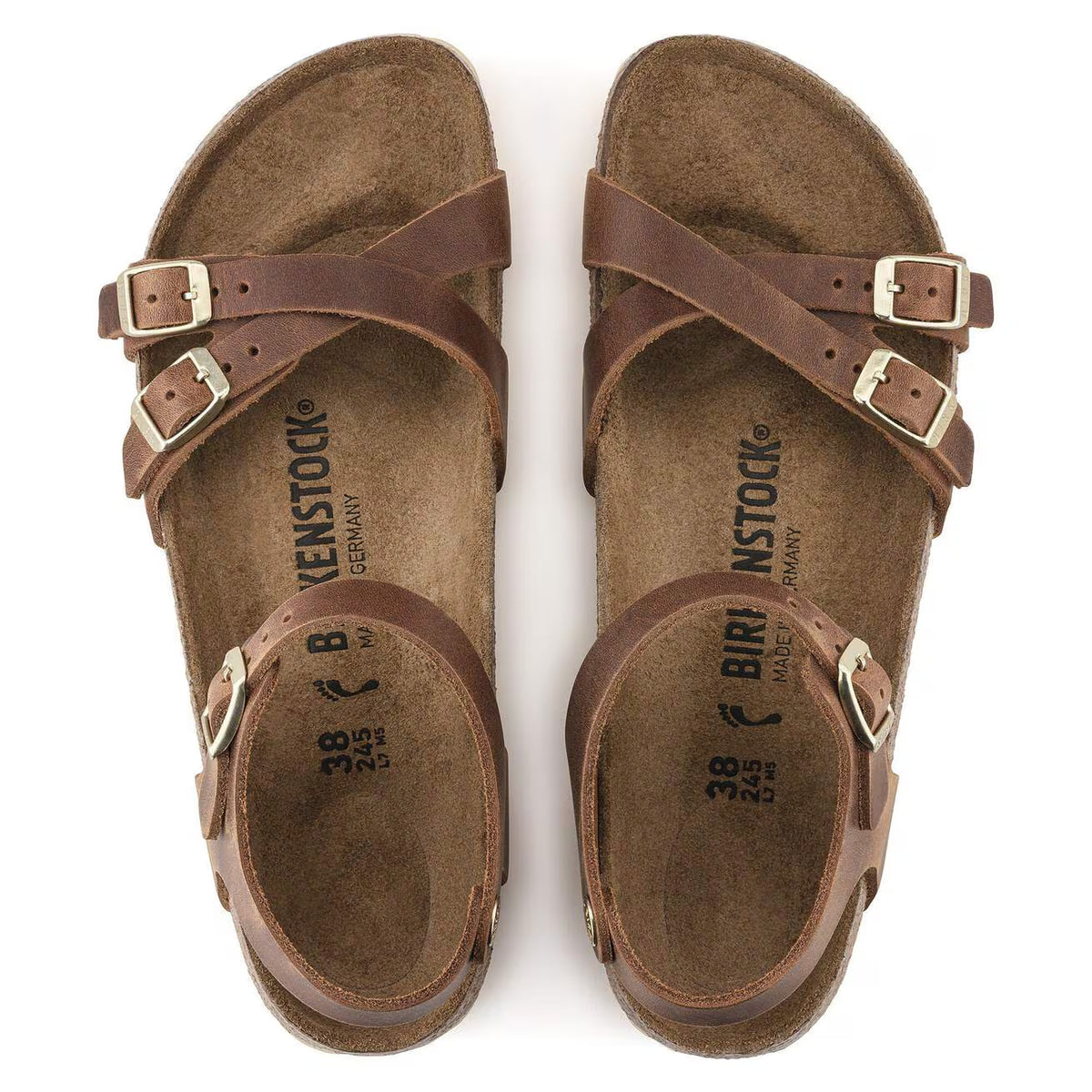 BIRKENSTOCK - Sandales KUMBA - Cuir huilé - Cognac