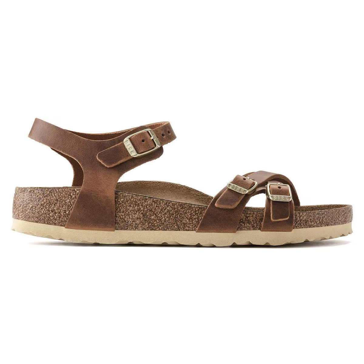 BIRKENSTOCK - Sandales KUMBA - Cuir huilé - Cognac