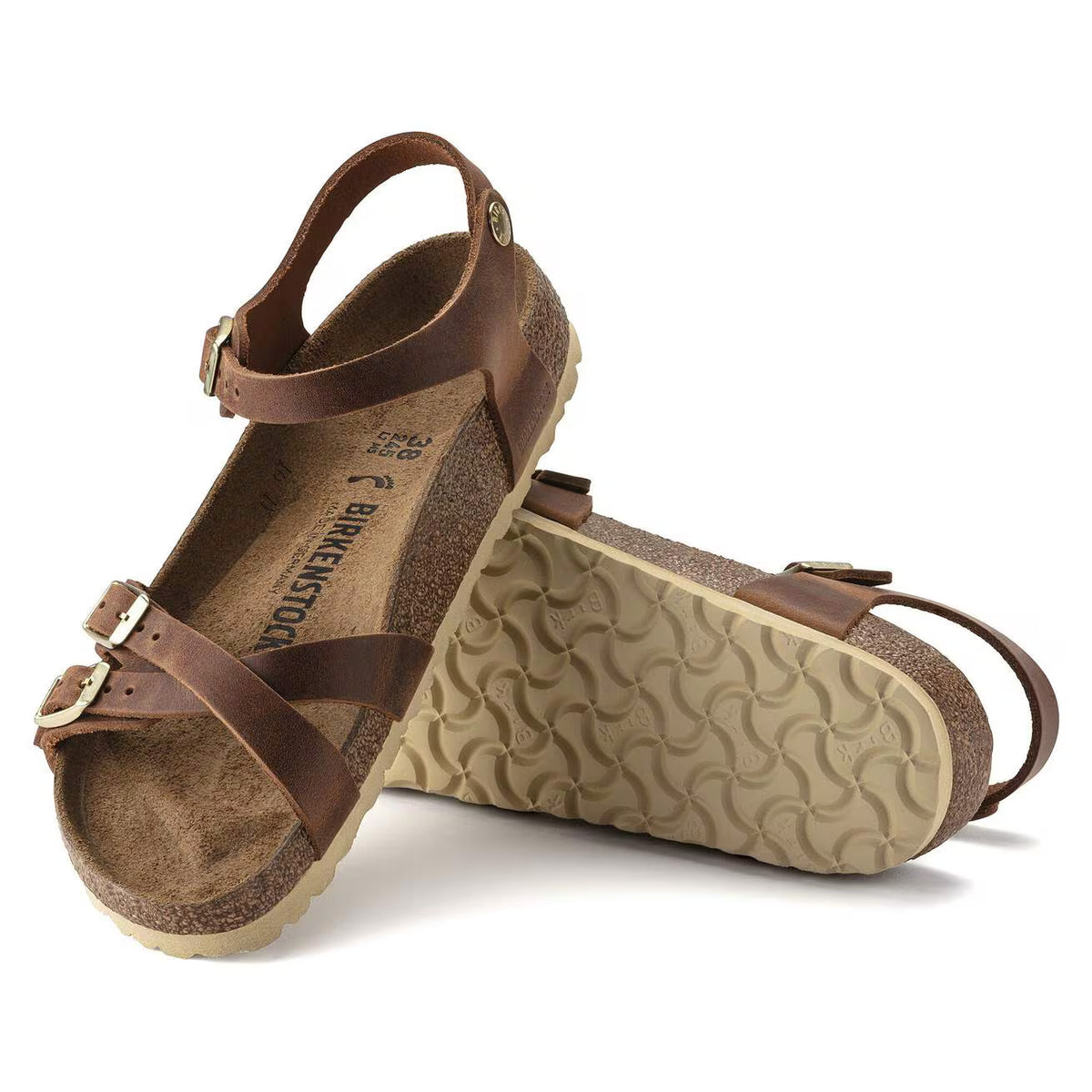 BIRKENSTOCK - Sandales KUMBA - Cuir huilé - Cognac