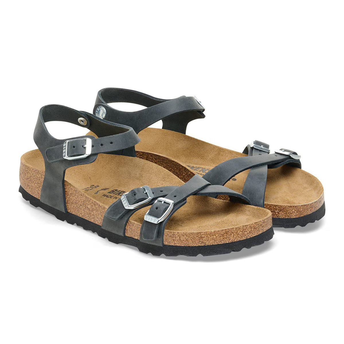 BIRKENSTOCK - Sandales KUMBA - Cuir huilé - Noir