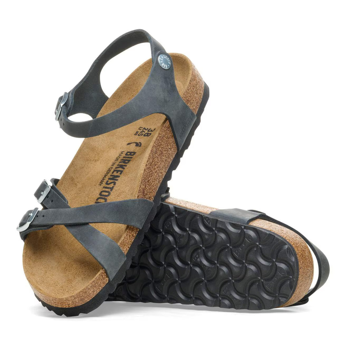 BIRKENSTOCK - Sandales KUMBA - Cuir huilé - Noir