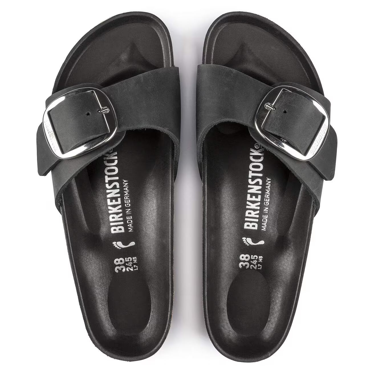 BIRKENSTOCK - Mule MADRID - Grosse boucle - Cuir huilé - Noir
