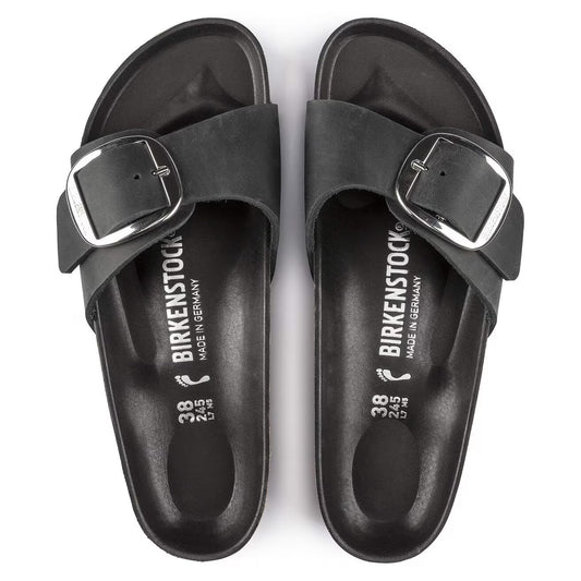 BIRKENSTOCK - Mule MADRID - Grosse boucle - Cuir huilé - Noir