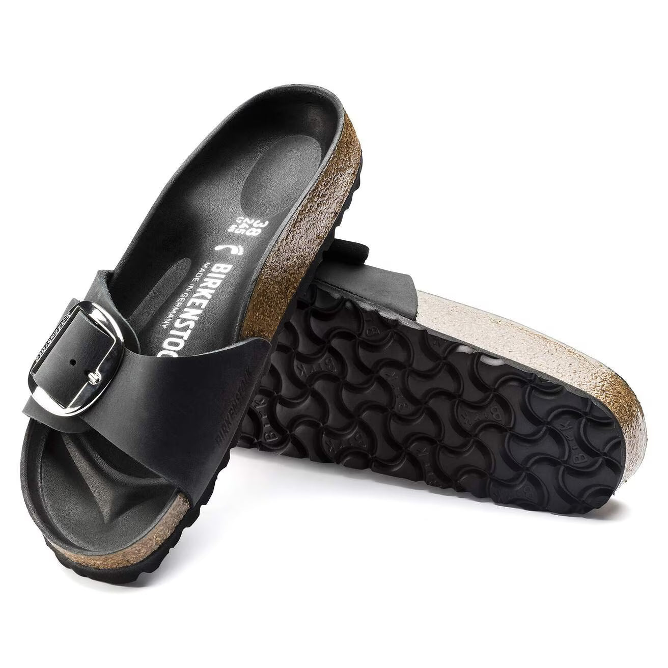 BIRKENSTOCK - Mule MADRID - Grosse boucle - Cuir huilé - Noir