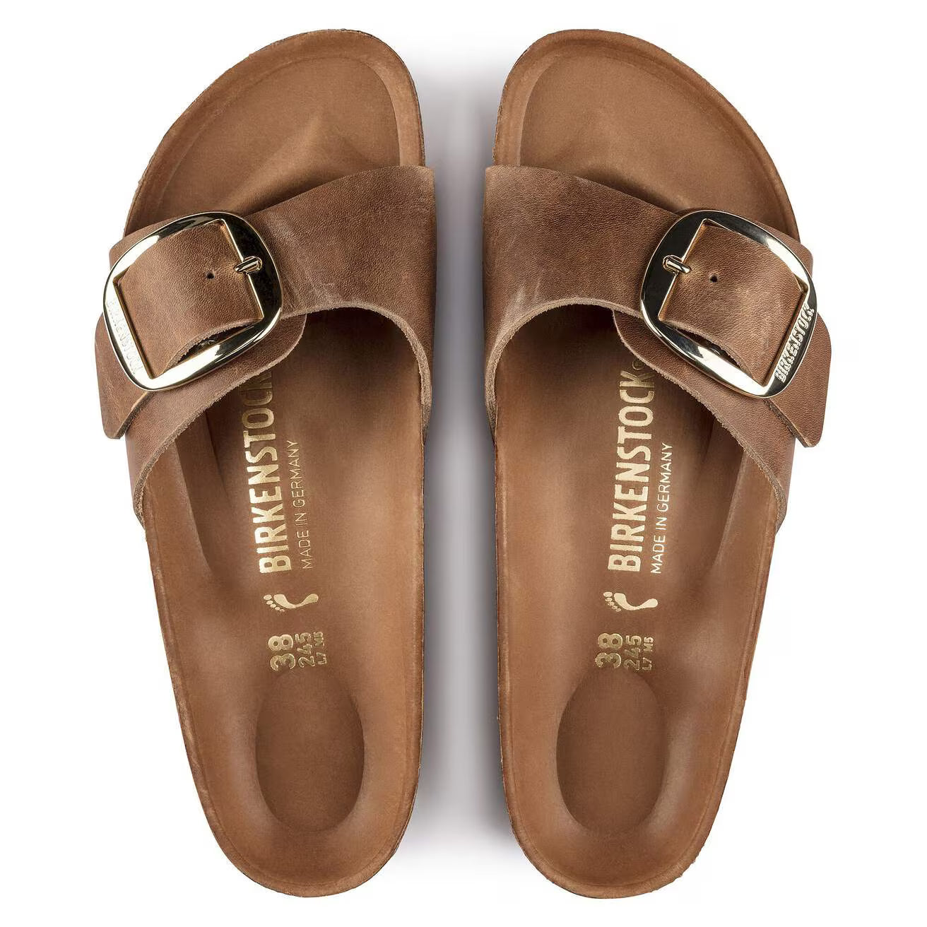 BIRKENSTOCK - Mules MADRID - Grosse boucle - Cuir huilé - Cognac