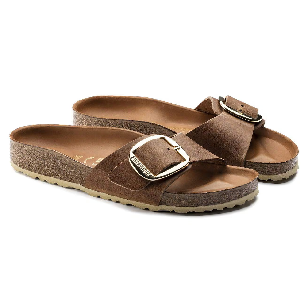 BIRKENSTOCK - Mules MADRID - Grosse boucle - Cuir huilé - Cognac