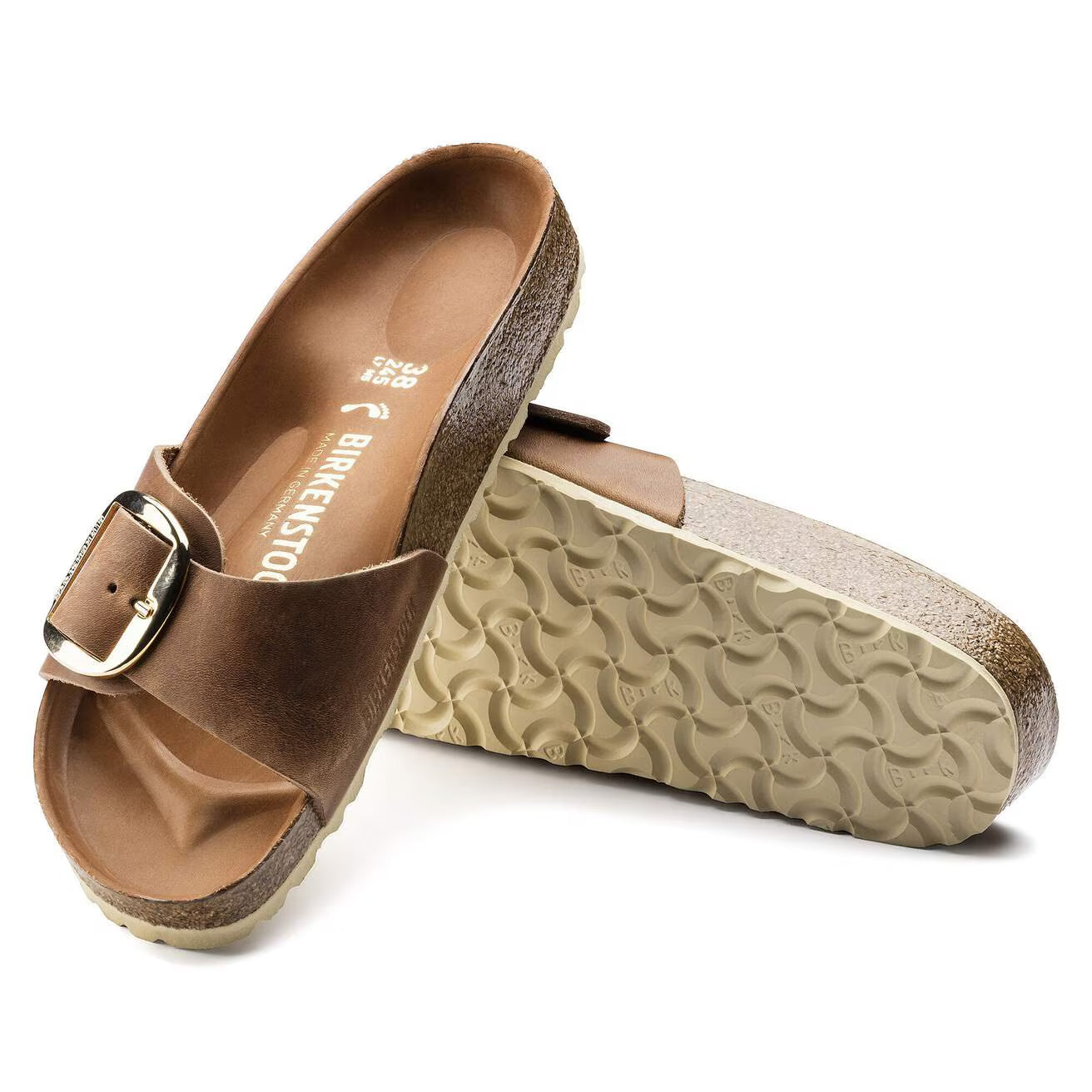 BIRKENSTOCK - Mules MADRID - Grosse boucle - Cuir huilé - Cognac