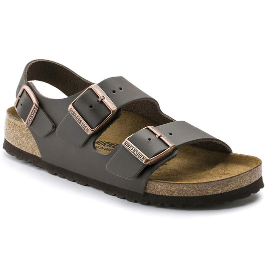 BIRKENSTOCK - Sandale MILANO - Cuir naturel - Dark brown