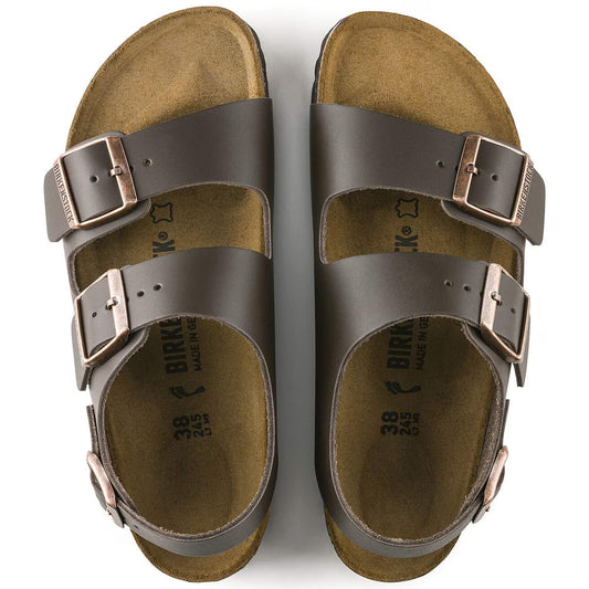 BIRKENSTOCK - Sandale MILANO - Cuir naturel - Dark brown