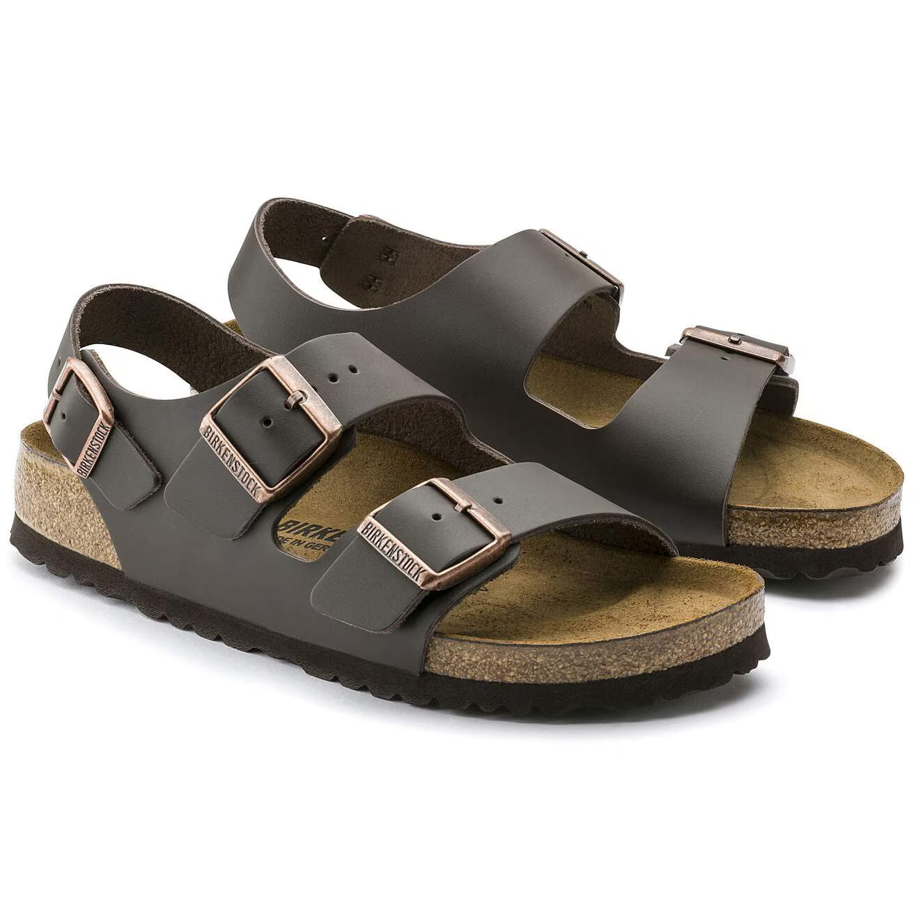 BIRKENSTOCK - Sandale MILANO - Cuir naturel - Dark brown