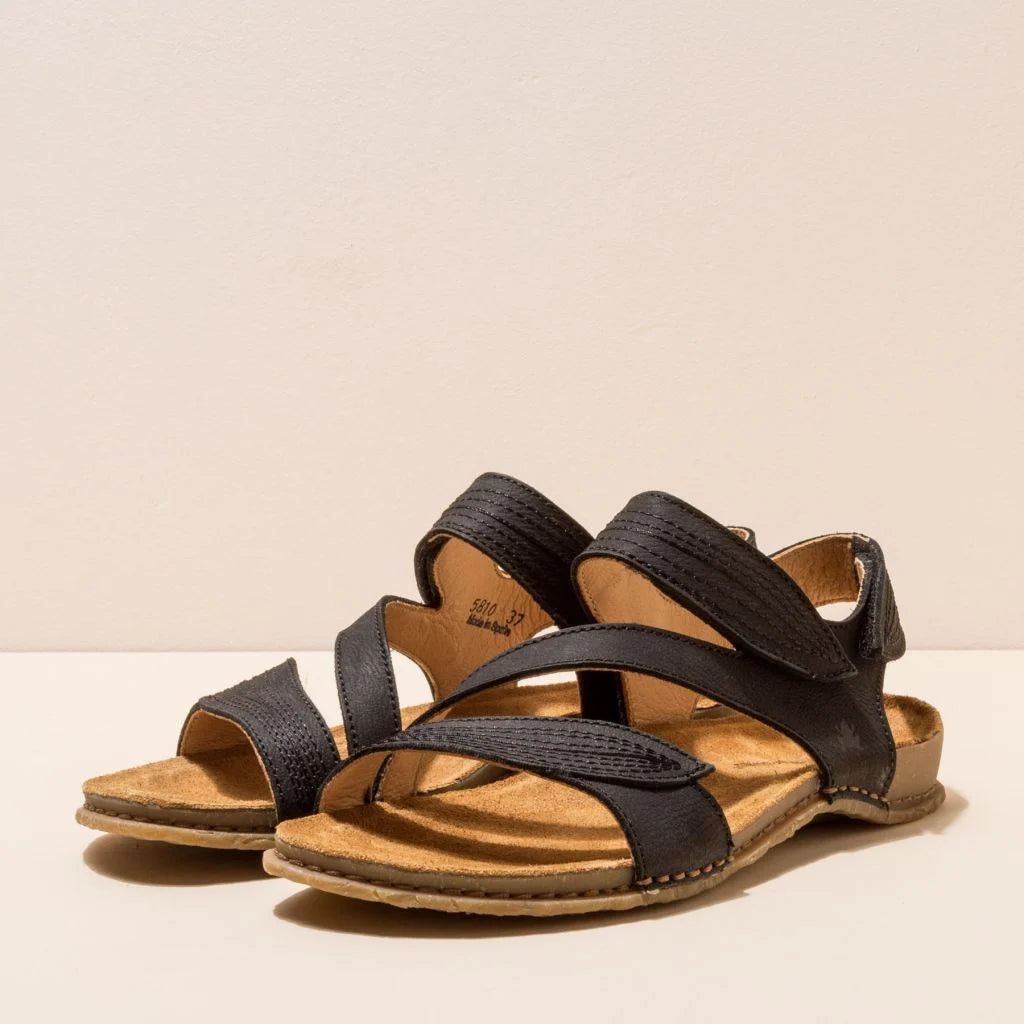 EL NATURALISTA - Sandales N5810 PANGLAO - Nubuck lavé de veau - Noir