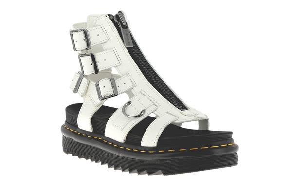 DR. MARTENS - Sandales à zip OLSON - Cuir - Blanc