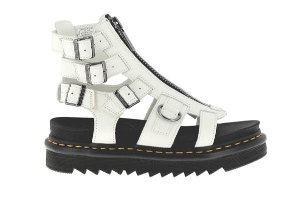DR. MARTENS - Sandales à zip OLSON - Cuir - Blanc