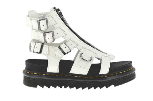 DR. MARTENS - Sandales à zip OLSON - Cuir - Blanc