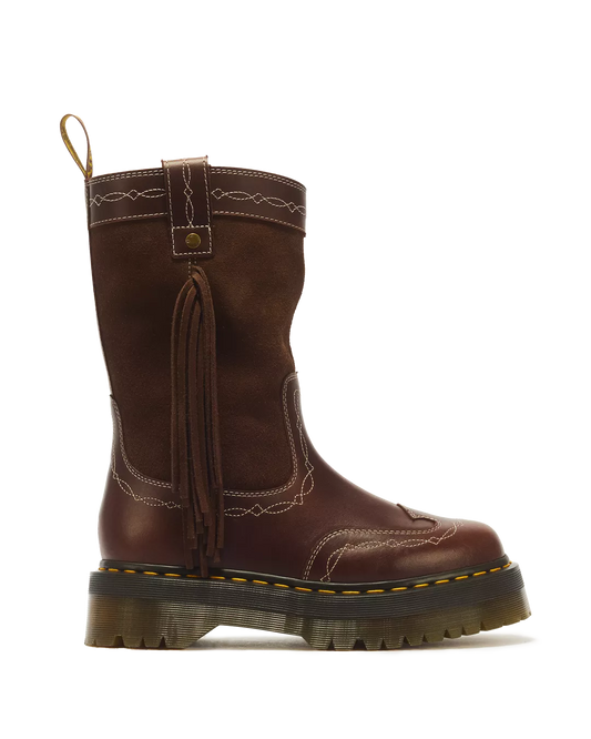 DR. MARTENS - Boots Quad Mid - Cuir et Daim - Dark brown