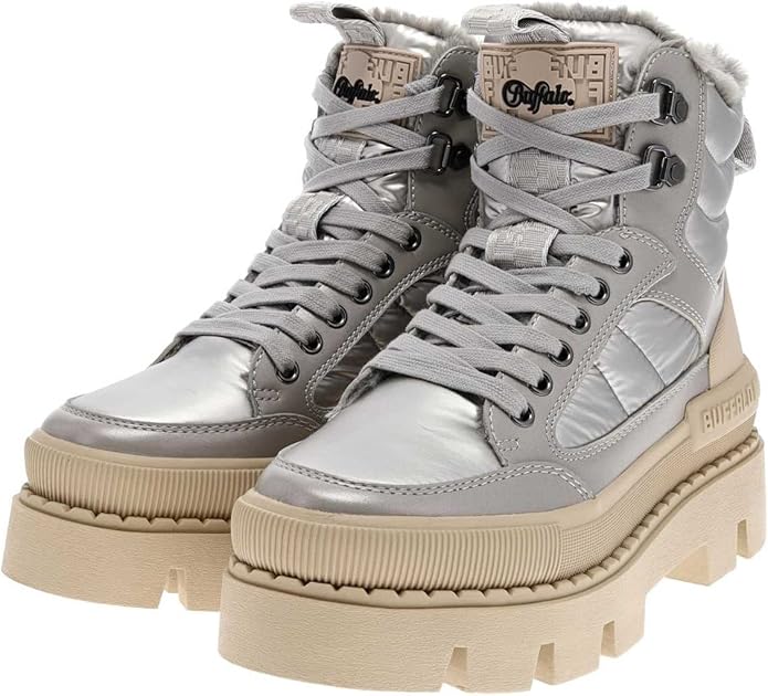 BUFFALO - Boots fourrées RAVEN SNOW LACEUP - Nylon - Gris