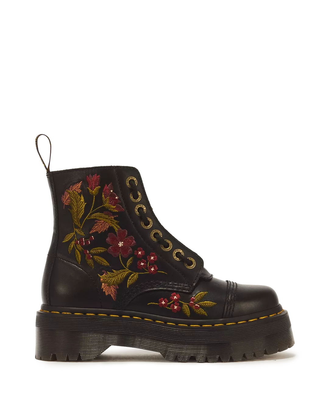 DR. MARTENS - Boots SINCLAIR Floral - Cuir Wanama - Noir