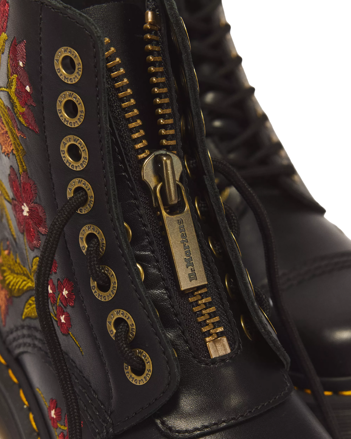 DR. MARTENS - Boots SINCLAIR Floral - Cuir Wanama - Noir