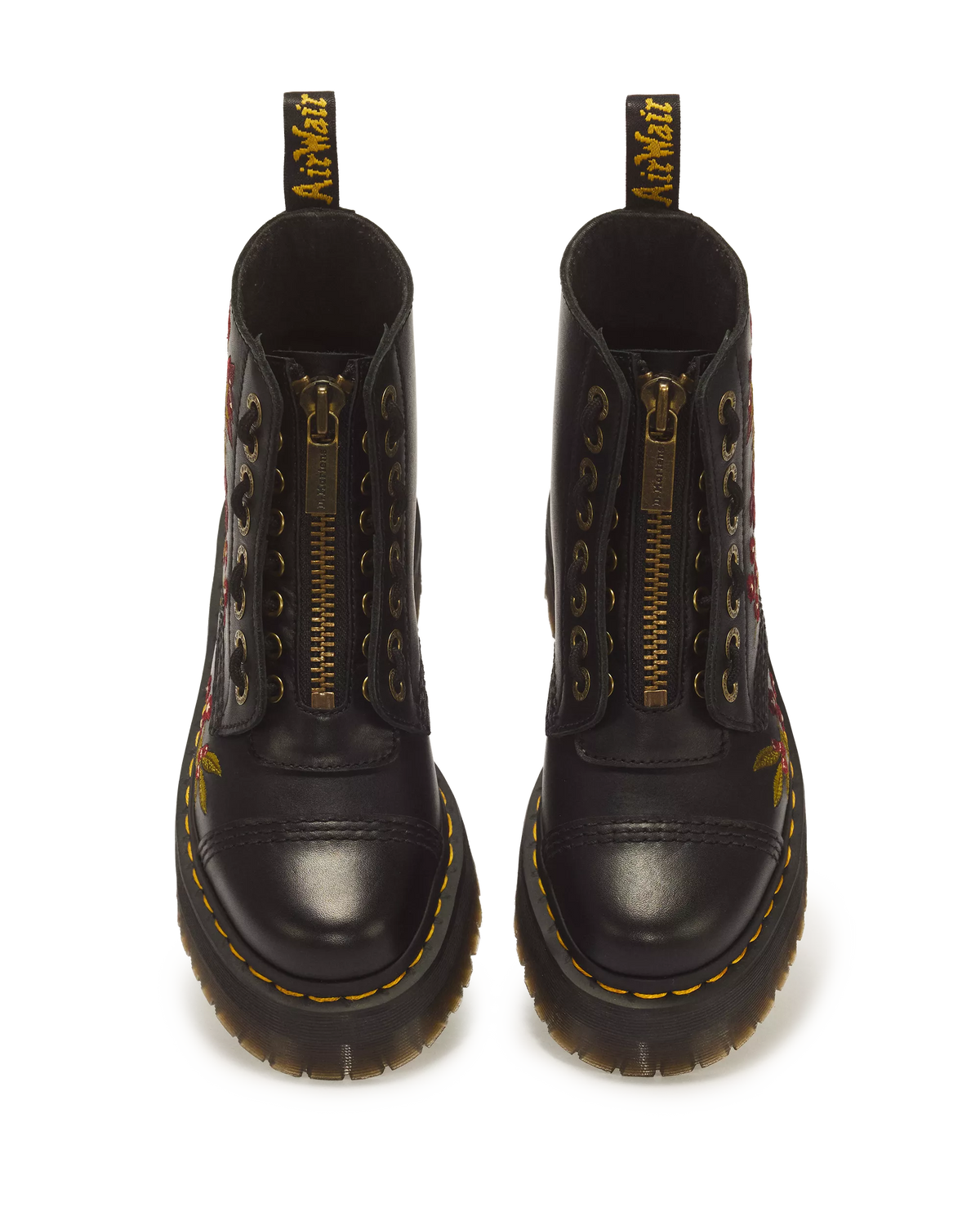DR. MARTENS - Boots SINCLAIR Floral - Cuir Wanama - Noir