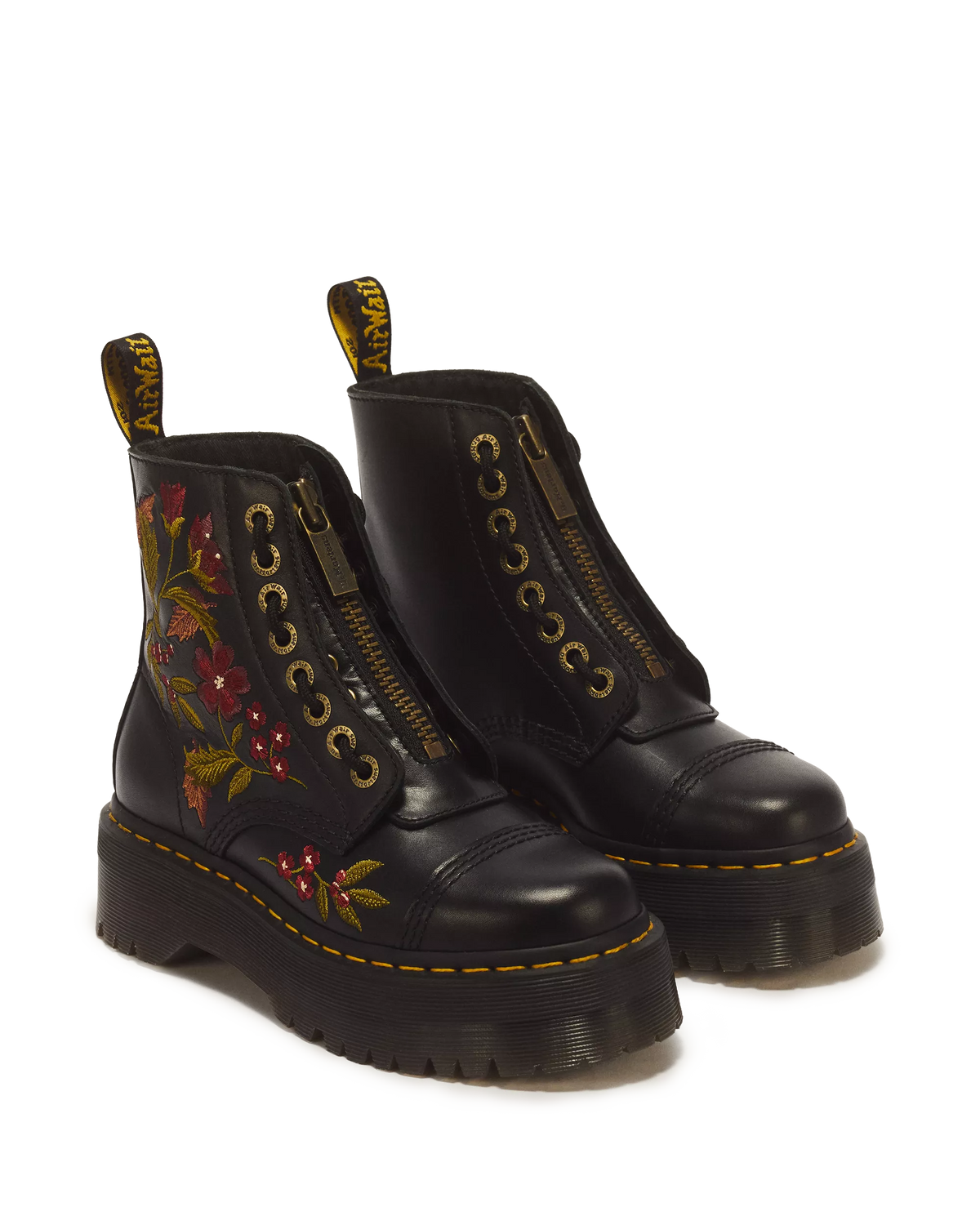 DR. MARTENS - Boots SINCLAIR Floral - Cuir Wanama - Noir
