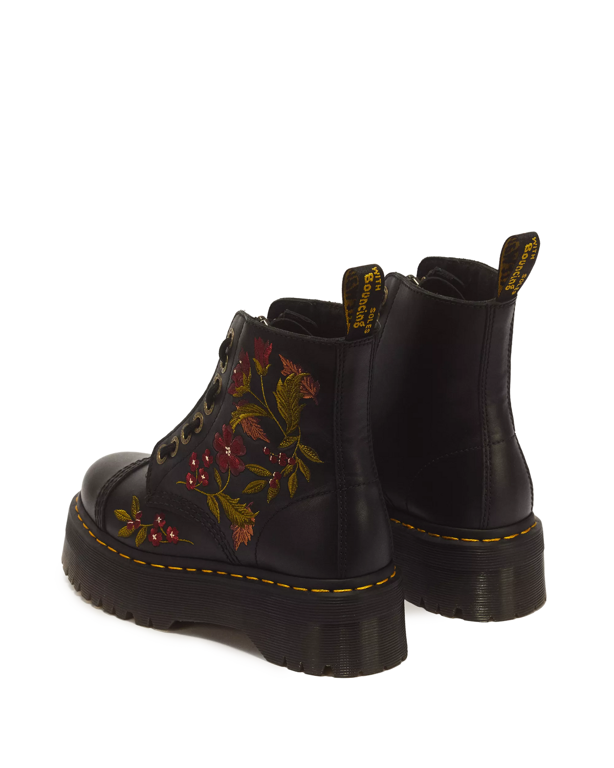 DR. MARTENS - Boots SINCLAIR Floral - Cuir Wanama - Noir