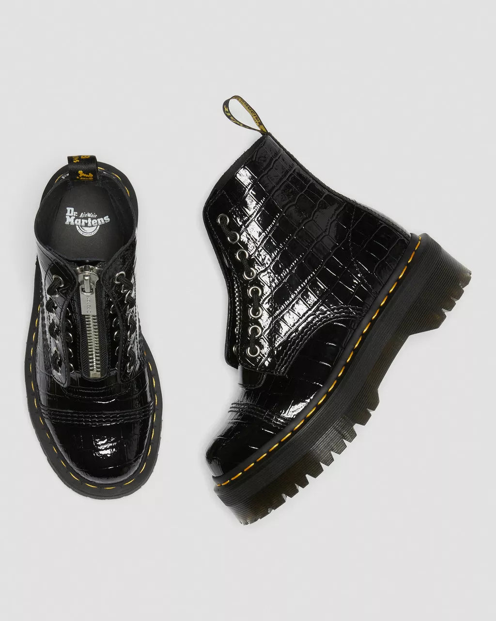 DR. MARTENS - Boots SINCLAIR - Croco verni - Noir