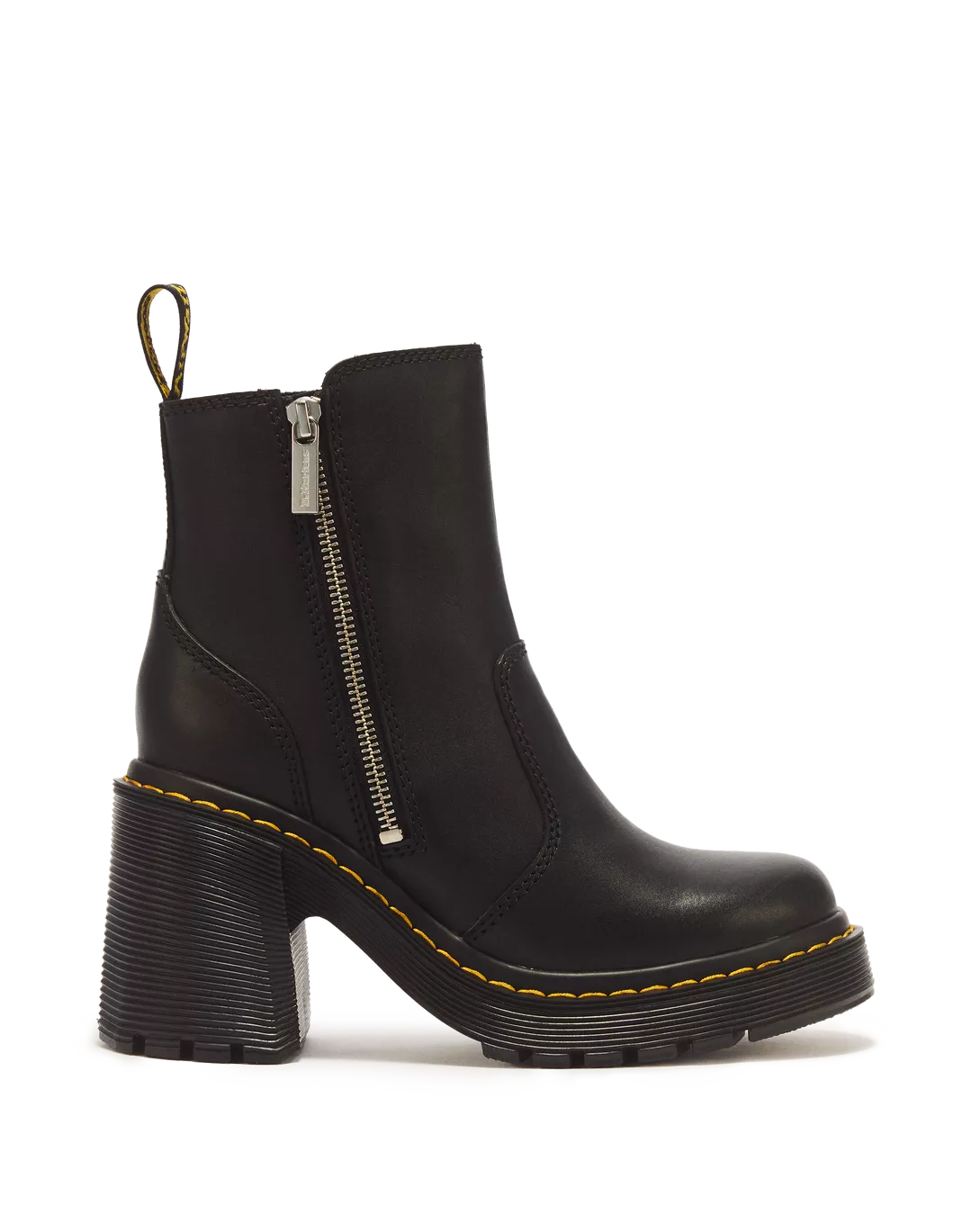 DR. MARTENS - Boots à Talon SPENCE  ZIP - Cuir Sendal - Noir
