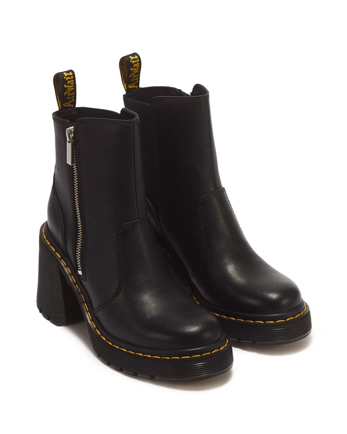 DR. MARTENS - Boots à Talon SPENCE  ZIP - Cuir Sendal - Noir