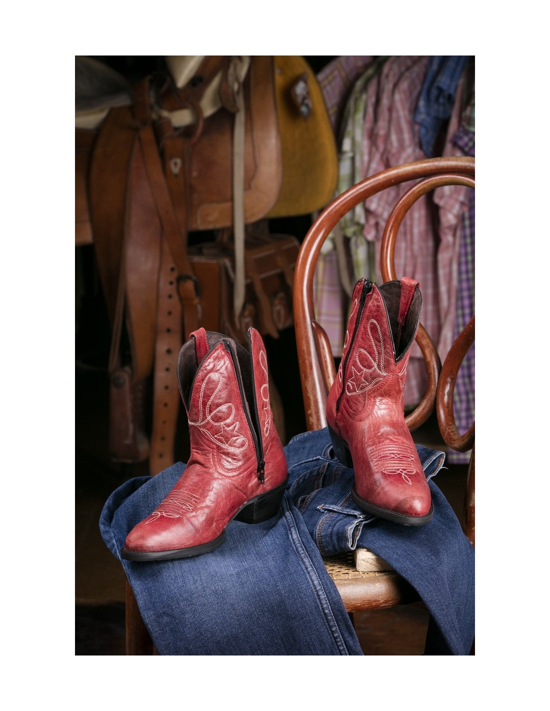 GO'WEST - Santiags courtes STELLA - Noir/rouge